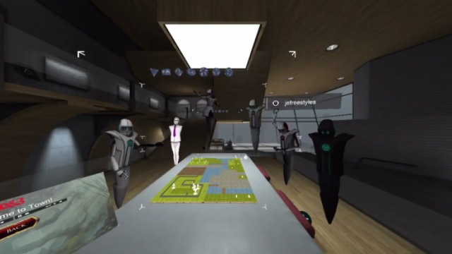 An example of AltspaceVR environment and avatars (image from AltspaceVR Inc.)