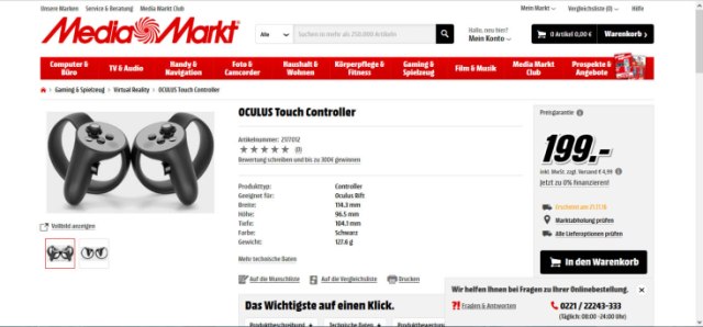 Oculus Touch price leaked